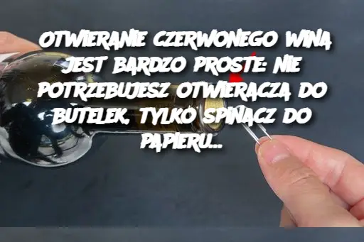 Otwieranie czerwonego wina jest bardzo proste: nie potrzebujesz otwieracza do butelek, tylko spinacz do papieru…