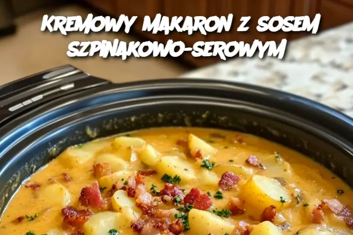 Kremowy makaron z sosem szpinakowo-serowym