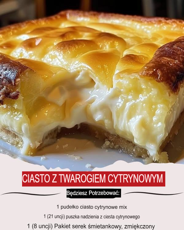 🍋 Ciasto cytrynowe z serkiem kremowym – proste i przepyszne! 🧀✨