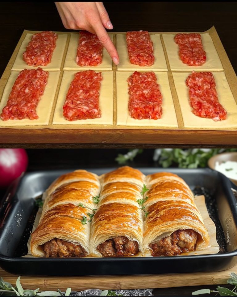 Ciasto francuskie nadziewane sałatką mięsno-warzywną