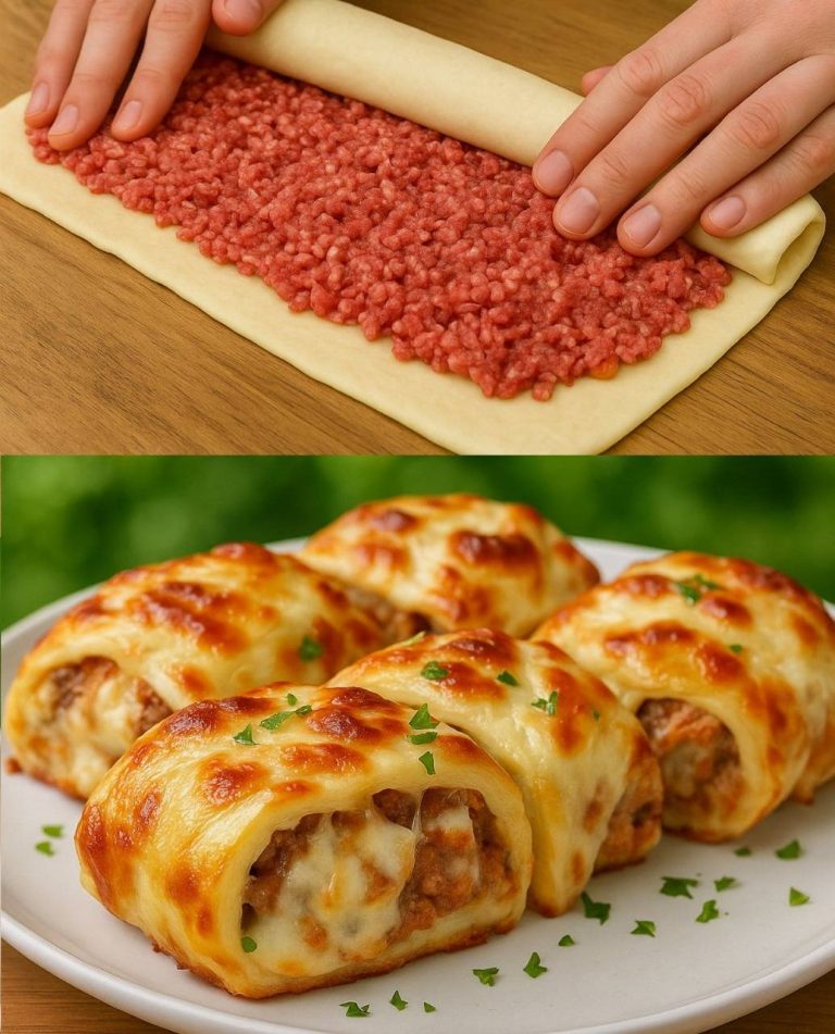 Wytrawne ciasto francuskie z mielonym mięsem i serem
