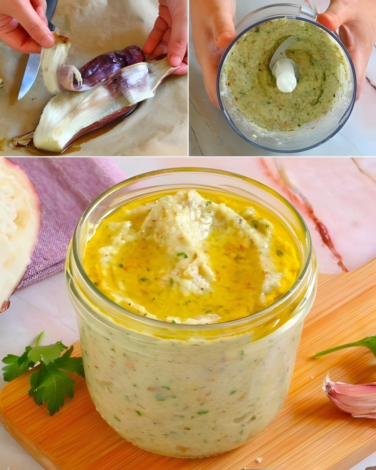 Wymieszaj miąższ bakłażana, migdały i parmezan, aby uzyskać pyszne pesto, którym możesz przyprawić przystawki i tosty.