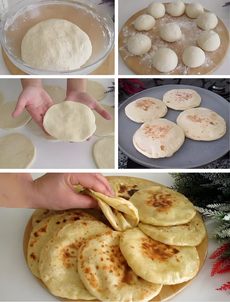 Szybki chlebek pita w 10 minut (bez piekarnika!) – przygotowany w mgnieniu oka! 🔥🥖