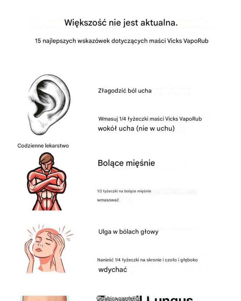 Większość nie jest aktualna. 15 najlepszych wskazówek dotyczących stosowania maści Vicks VapoRub