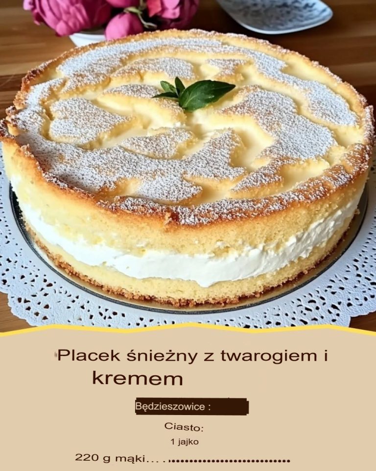Ciasto śnieżne z twarogiem i budyniem waniliowym