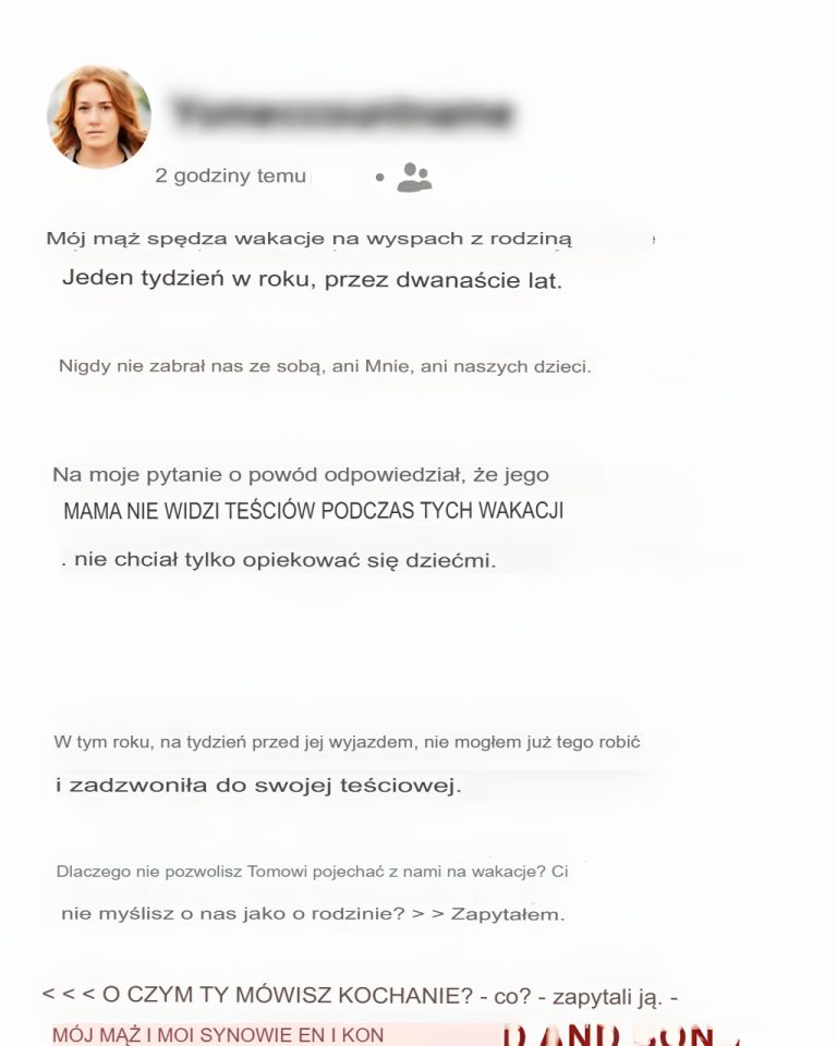 Mój mąż nie zabrał mnie na wakacje z rodziną. Po niespodziewanej pomocy ze strony teściowej odkryłam dlaczego.-a1-907