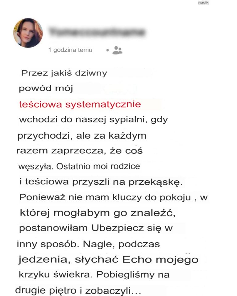 Moja teściowa chciała przeszukać mój pokój, ale zaczęła krzyczeć i poczuła się upokorzona…
