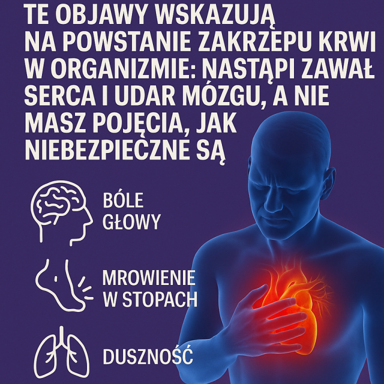 TE OBJAWY WSKAZUJĄ NA POWSTANIE ZAKRZEPU KRWI W ORGANIZMIE:NASTĄPI ZAWAŁ SERCA I UDAR MÓZGU, A NIE MASZ POJĘCIA, JAK NIEBEZPIECZNE SĄ.