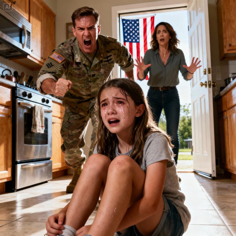 Macocha dziewczynki zmuszała ją do prac domowych tak brutalnie, że krwawiła i w końcu zemdlała z wyczerpania. Kiedy jej ojciec, żołnierz, niespodziewanie wrócił do domu i ją zobaczył, krzyknął z szoku i gniewu.