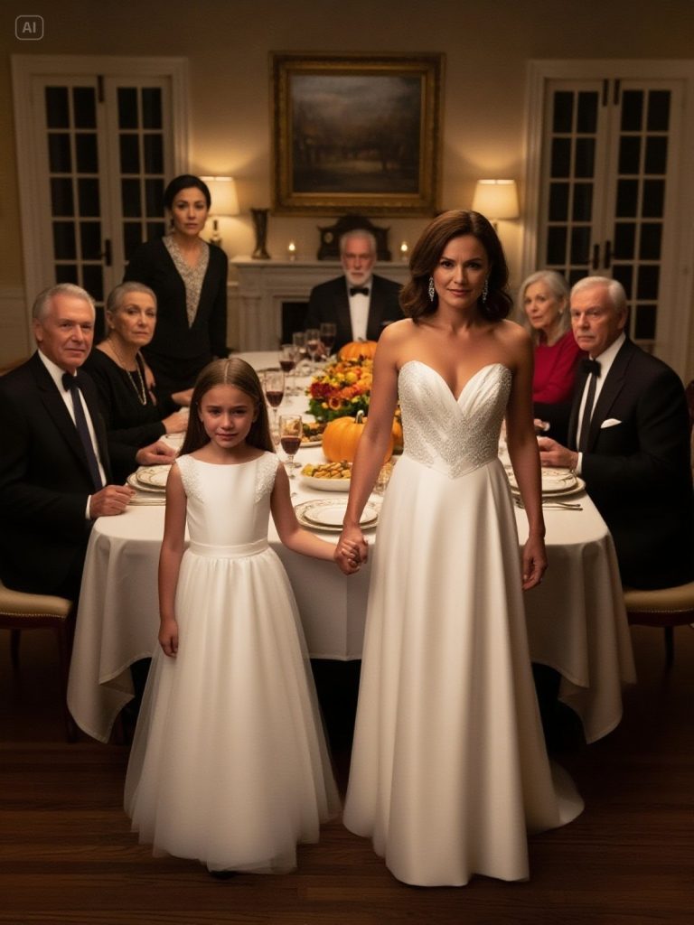 Powiedziano mi, żebym podczas Święta Dziękczynienia jadła w kuchni — ja milczałam, wzięłam ją za rękę, a to, co wydarzyło się później, zniszczyło święta Bożego Narodzenia naszej rodziny.