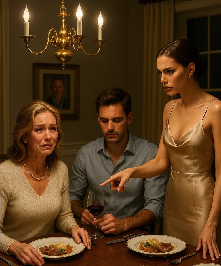 „Skoro twój mąż odszedł, płacz, pakuj walizki i nigdy nie wracaj!” – moja synowa warknęła na mnie podczas kolacji – mój syn tylko się uśmiechnął i skinął głową. Wyszłam bez słowa. Następnego dnia poszłam do banku i…