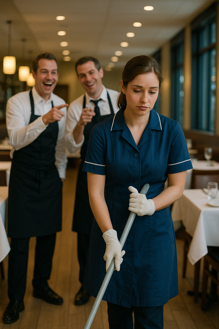 Wszyscy śmiali się z kulejącej woźnej w eleganckiej restauracji — ale kiedy milioner wstał i zabrał ją do domu, to, co wydarzyło się później, sprawiło, że całe miasto mówiło