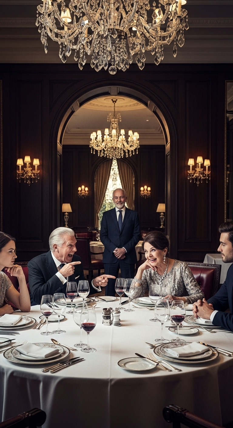 „Och, synowa, nie wzięliśmy portfela ani kart!” – teściowie wybuchnęli śmiechem, gdy restauracja wręczyła rachunek rocznicowy na 150 tysięcy dolarów. Ale śmiech zamarł im w gardłach, gdy cały stolik ucichł, gdy spokojnie powiedziałem…