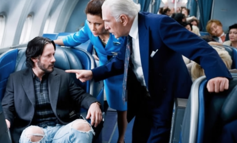 Mężczyzna obraża Keanu Reevesa w samolocie pierwszej klasy – natychmiast tego żałuje, gdy prawda wychodzi na jaw