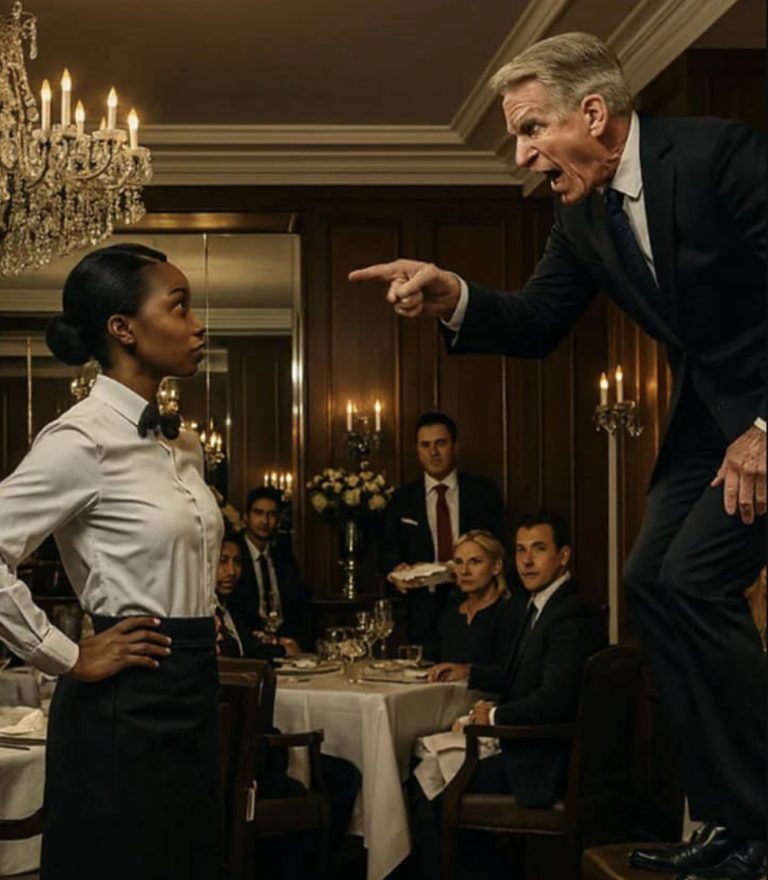 „Klęknij i od razu wyczyść moje buty!” – krzyknął miliarder do czarnoskórej kelnerki, ale jej odpowiedź pozostawiła go w osłupieniu…