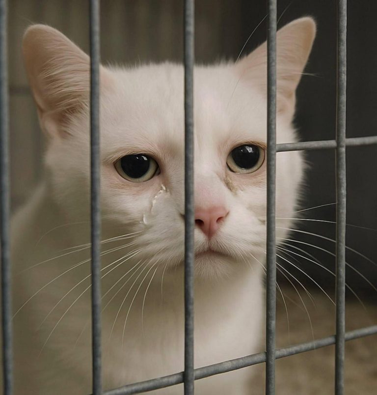 Wypadek… Właścicieli już nie ma… Ich dziecko trafiło do domu dziecka, a kot znalazł się w schronisku. Cały czas płacze, nie potrafi przestać…