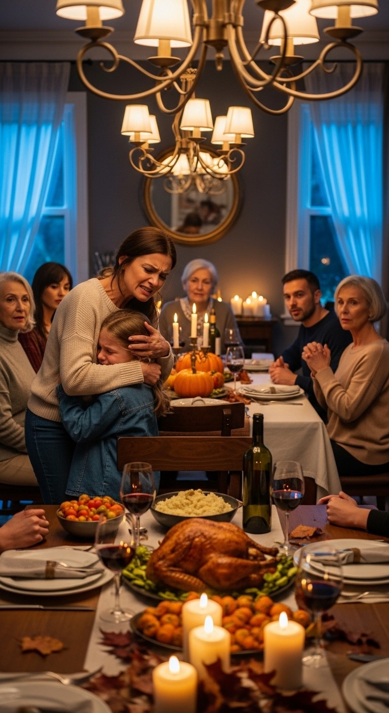 Kiedy wróciłem z pracy w Święto Dziękczynienia, mój syn trząsł się z zimna na dworze w mroźną pogodę. W środku moja rodzina delektowała się obiadem za 15 000 dolarów, który zapłaciłem. Otworzyłem drzwi, powiedziałem sześć słów – i ich uśmiechy zniknęły.