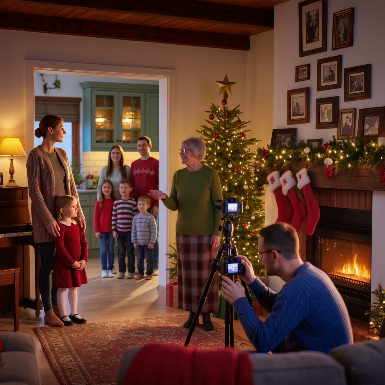 W Boże Narodzenie moja mama krzyknęła do dzieci, żeby zebrały się na rodzinne zdjęcia. Utworzyły grupę
