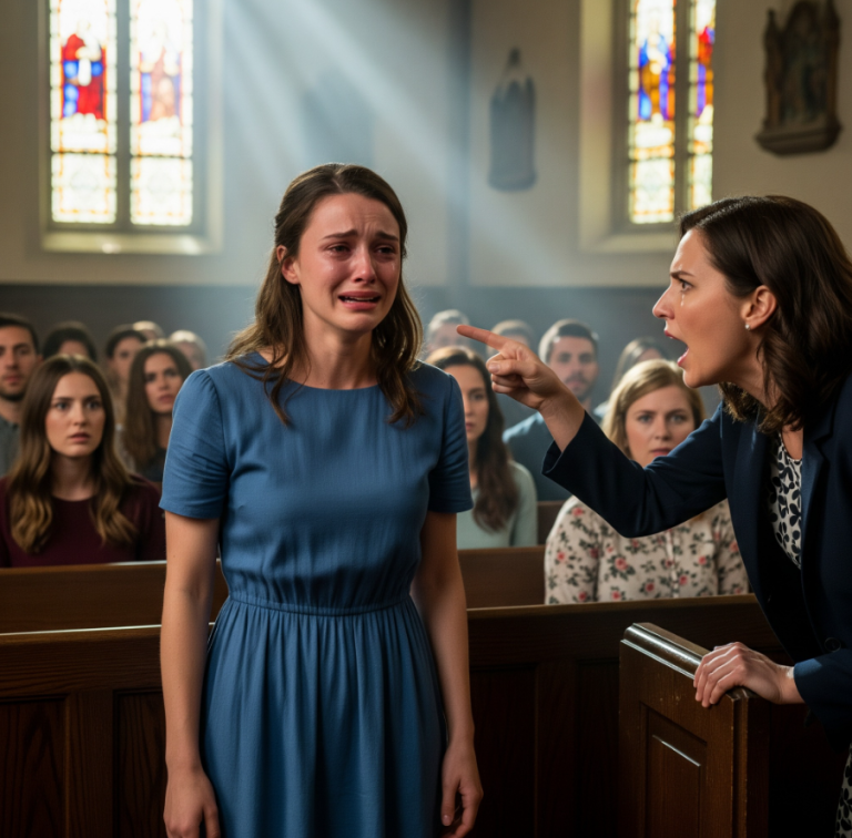 W środku kościoła – kamery włączyły się – moja kuzynka krzyknęła, żebym „po prostu głośno płakała w tonacji”, a mój głos załamał się pod presją. Ludzie patrzyli na mnie, jakbym się roztrzaskała. Myślała, że ​​wygrała. Nie spodziewała się, że 67-letni niewidomy organista stanie się viralem, broniąc mnie.