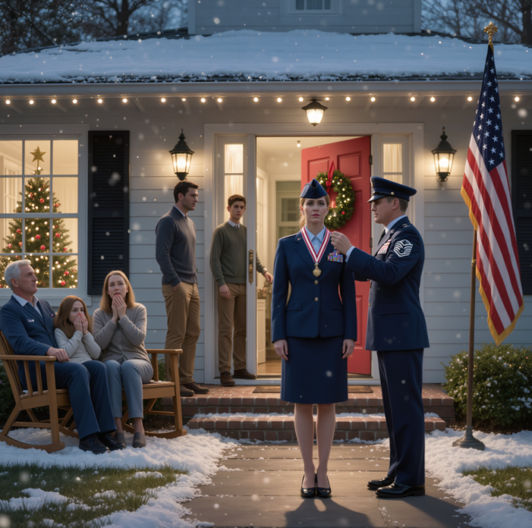 Wróciłem do domu po pięciu latach milczenia. Moja siostra zadrwiła: „Dobrze się bawiłeś?” „Mama jest tobą naprawdę zawiedziona”. Potem, podczas kolacji, podjechał czarny SUV. Wysiadł z niego generał. Wręczył mi Medal Honoru. „Misja wykonana, Agencie Zero”. Moja siostra zakrztusiła się napojem.