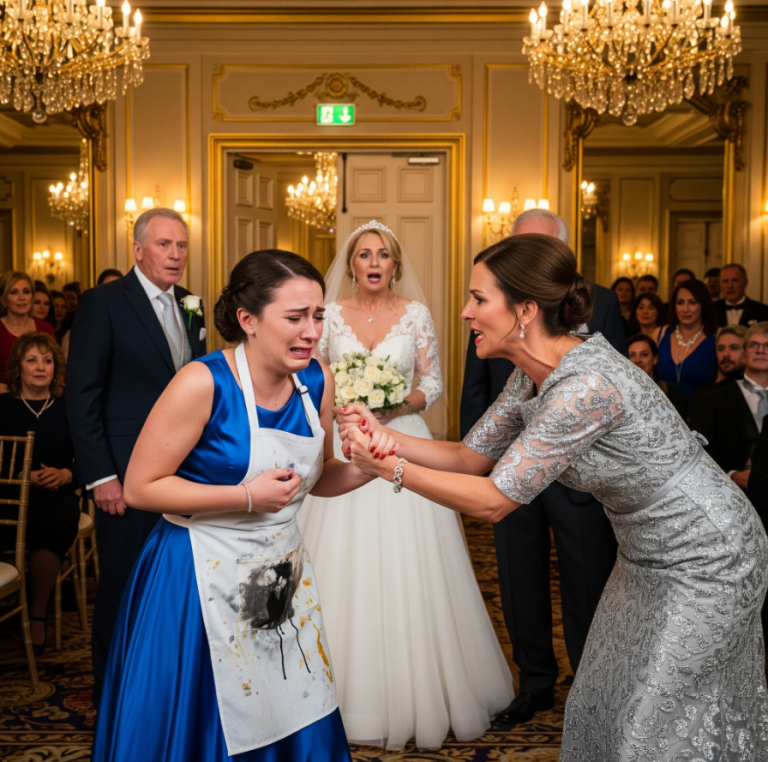 Moja przyrodnia siostra rzuciła we mnie fartuchem podczas ślubu mojego taty i powiedziała: „Idź do kuchni, tam moje miejsce”. Ojciec udawał, że nie słyszy. Myśleli, że będę siedzieć cicho. Nie oczekiwali, że wyłączę prąd, pogrążę pokój w ciemności i wyjawię, kto tak naprawdę nie powinien przebywać w moim domu.