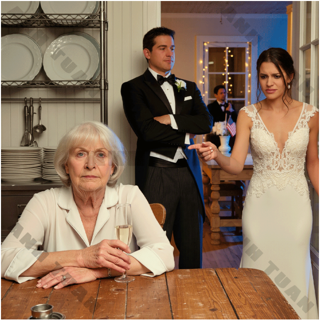 Moja synowa posadziła mnie w kuchni podczas ślubu mojego syna. Uśmiechnęłam się, wyjęłam telefon i powiedziałam sześć słów, które zmieniły wszystko.