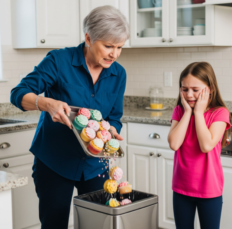 Kiedy moja 9-letnia córka przez pięć godzin piekła babeczki, tylko po to, by zobaczyć, jak moja mama je wyrzuca, a moja siostra z niej kpi, coś we mnie pękło. Podnosząc kieliszek przy kolacji, ujawniłam okrutne „standardy rodzinne”, które ukrywali przez lata, kończąc wieczór pożegnaniem, które zamroziło cały stół.