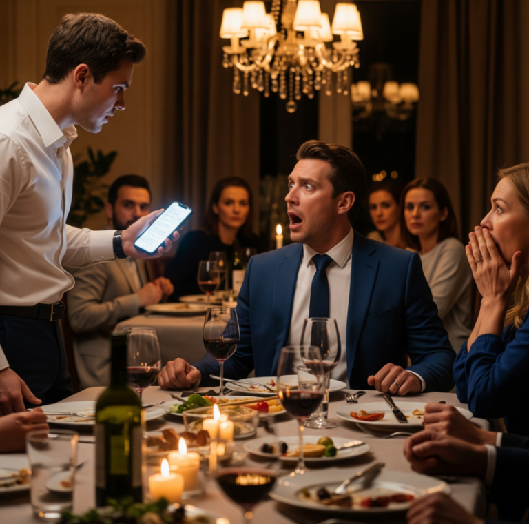 Nowy chłopak mojej siostry naśmiewał się ze mnie przez całą kolację – wszyscy uważali to za zabawne. Mama pochyliła się i powiedziała: „Przynosisz wstyd rodzinie”. Więc milczałam… aż zaczął się przechwalać swoją pracą. Wtedy wyjęłam telefon, wykonałam jeden telefon – i wszyscy przy stole przestali się uśmiechać.