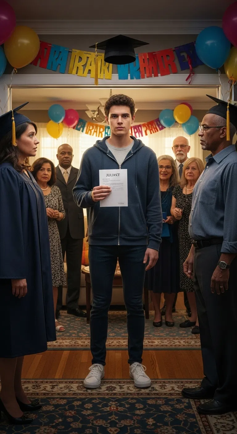 Na moim przyjęciu z okazji ukończenia studiów mama wstała i oznajmiła: „Skoro zapłaciłam za twoje studia, biorę twoją pensję za pierwszy rok”. Spokojnie uniosłem list z ofertą pracy i powiedziałem: „Dobrze, że przeprowadzam się do nowego miasta – i zrywam kontakty”. W sali zapadła cisza. Kiedy mama zrozumiała, co mam na myśli, wybuchnęła płaczem przed wszystkimi… i prawda w końcu wyszła na jaw.