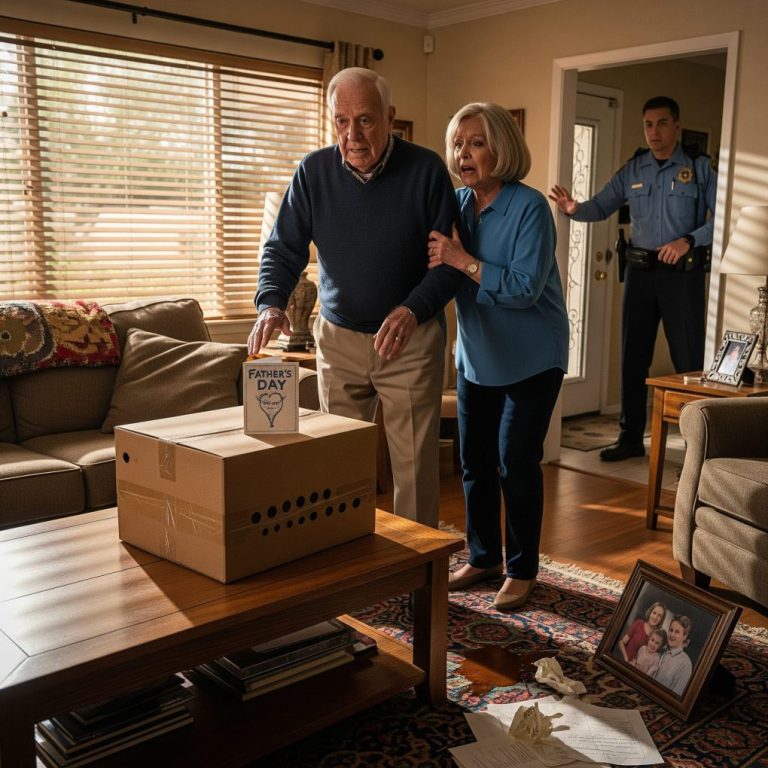 W Dzień Ojca myślałem, że córka przysłała mi prezent — ale moja żona szepnęła: „Nie otwieraj”. Dziesięć minut później w naszym salonie pojawiła się policja