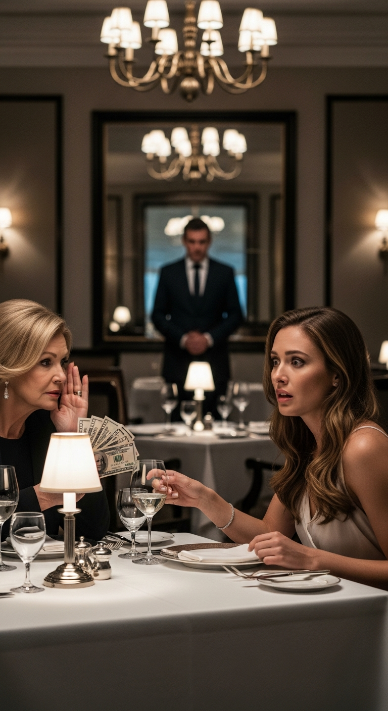 Mój mąż wyszedł, żeby odebrać telefon podczas naszej pierwszej romantycznej kolacji. Starsza pani przy sąsiednim stoliku nagle wsunęła mi do ręki gotówkę i szepnęła: „Zadzwoń po taksówkę i wyjdź przez okno w łazience”. Ledwo się wydostałam…