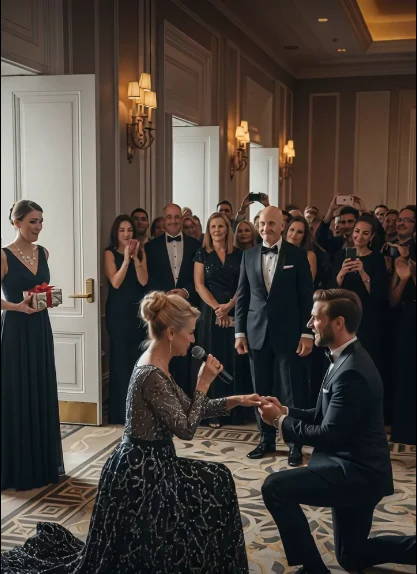 Weszłam na wystawne przyjęcie w firmie mojego męża z prezentem w ręku, tylko po to, by zobaczyć jego bogatą szefową klęczącą na jednym kolanie i proszącą go o rękę. Powiedział „tak”. Wyszłam cicho, ale zamiast płakać, odwołałam wszystko i wycofałam swoje 67% udziałów w firmie, wartej 207 milionów dolarów. W ciągu kilku minut miałam 27 nieodebranych połączeń i ktoś zapukał do moich drzwi.