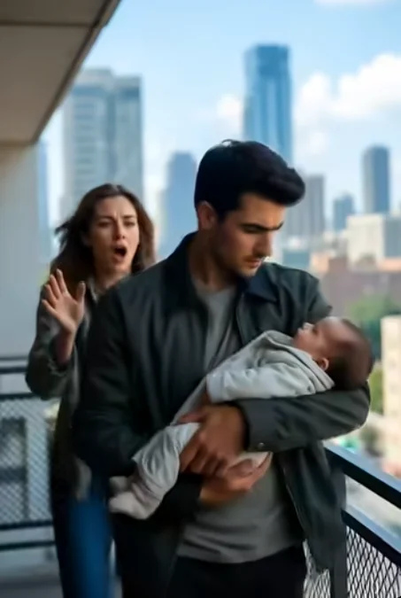 Mój mąż podniósł nasze dziecko przy balustradzie balkonu i powiedział: „Rób, co mówię, albo go upuszczę”. Natychmiast je przeniosłam — a on puścił. Pobiegłam na dół, serce waliło mi jak młotem… ale naszego syna tam nie było. Kilka godzin później policja pokazała mi nagranie: jego matka czekała na dole. A osoba, która prowadziła samochód z nimi? To była ta część, która wszystko zmieniła.