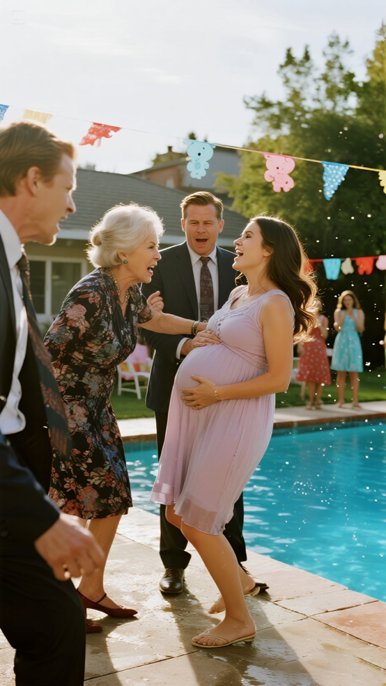 Nigdy nie zapomnę tej chwili na moim baby shower, kiedy byłam w ósmym miesiącu ciąży. Mój mąż przekazał mojej matce 10 tysięcy dolarów oszczędności z porodu. Kiedy próbowałam go powstrzymać, krzyknął: „Jak śmiesz mnie powstrzymywać?”. Wtedy moja okrutna teściowa uderzyła mnie w ciążowy brzuch tak mocno, że wpadłam do basenu. Kiedy tonęłam z moim nienarodzonym dzieckiem, mój mąż stał tam i się śmiał. Nagle, gdy spojrzałam na swój brzuch, zamarłam z szoku.