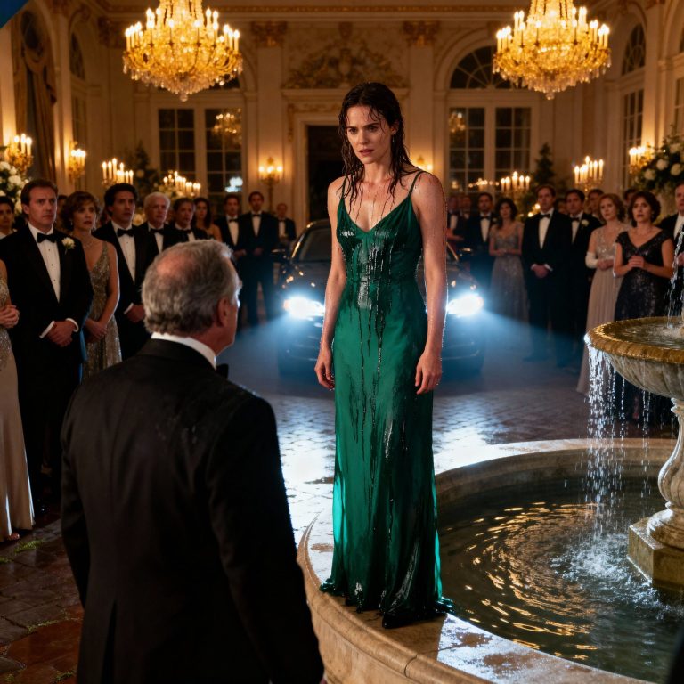 „Nawet nie udało jej się umówić na randkę” – krzyknął tata, a potem wepchnął mnie do fontanny. Goście klaskali. Przemoczony, uśmiechnąłem się i powiedziałem: „Nie zapomnij tej chwili”. Dwadzieścia minut później światła reflektorów rozświetliły dziedziniec… i wszystkie twarze zbladły.