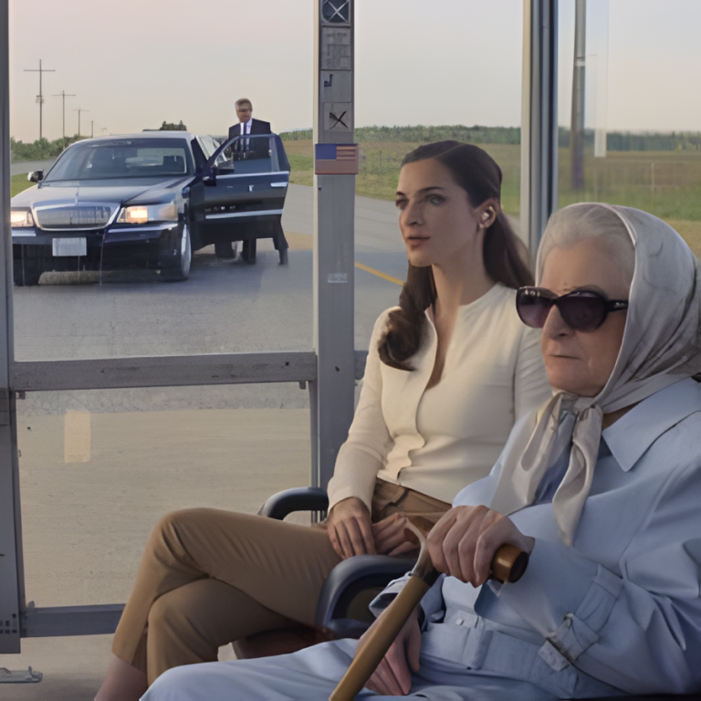 Zostawił mnie z pustymi rękami na przystanku autobusowym i myślał, że jestem zepsuta – dopóki „ślepa” staruszka w ciemności nie powiedziała: „Po prostu udawaj, że jesteś moją wnuczką”. Dziesięć minut później jej sedan podjechał jak wyrok, a jego nowe życie zaczęło się walić.