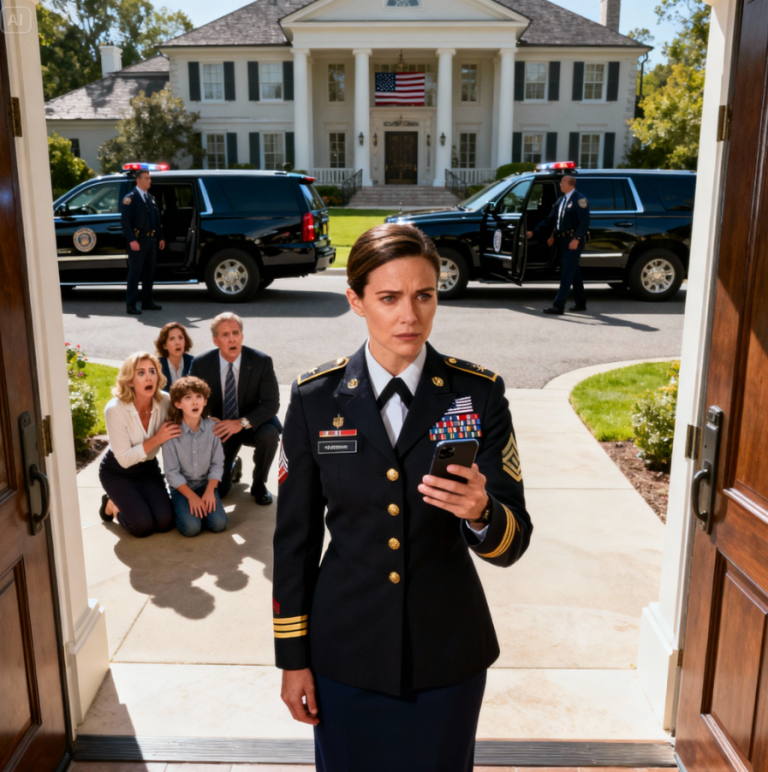 Ja – żołnierka, która właśnie wróciła po trzech latach spędzonych na granicy – ​​zostałam zatrzymana przy bramie rezydencji. Moja siostra skrzyżowała ramiona i powiedziała z pogardą: „Ta elitarna rodzina jest pełna odnoszących sukcesy biznesmenów. Nie ma tu miejsca dla takiego biednego, nic nieznaczącego żołnierza jak ty”. Nie ruszyłam się. Nie sprzeciwiałam się ani nie tłumaczyłam. Po prostu wyjęłam telefon i wykręciłam znajomy numer: „Proszę bardzo”. Pięć minut później wszyscy zbladli i padli na kolana, błagając mnie, żebym coś powiedziała. Nie mieli pojęcia… Nigdy nie byłam po prostu „zwykłym żołnierzem”.