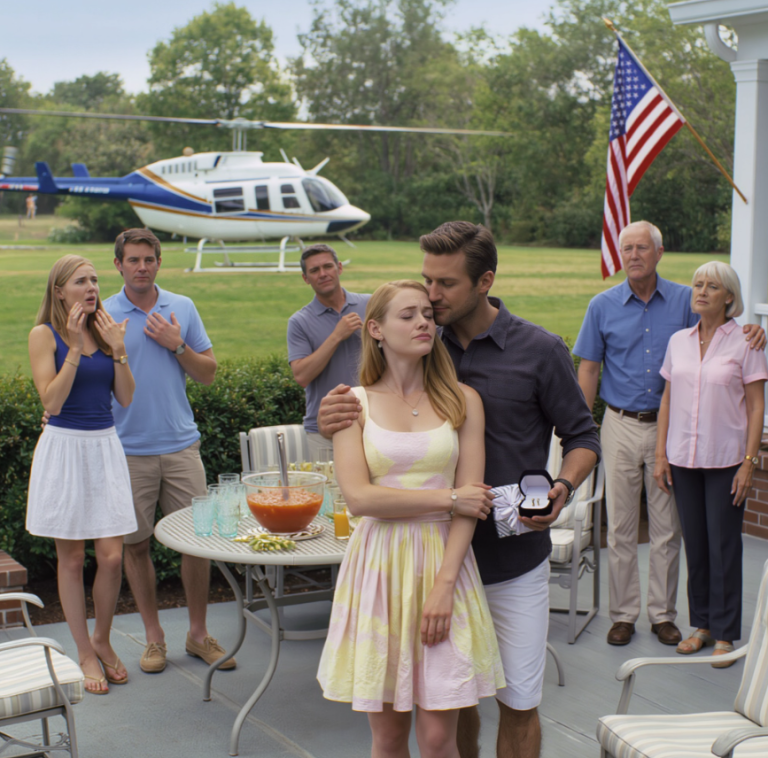 Na przyjęciu zaręczynowym mojej siostry, moja rodzina wyśmiewała mojego „fałszywego” narzeczonego. Milczałam, aż przyleciał prywatnym helikopterem, rozdał prezenty i nazwał mnie swoją uroczą żoną.