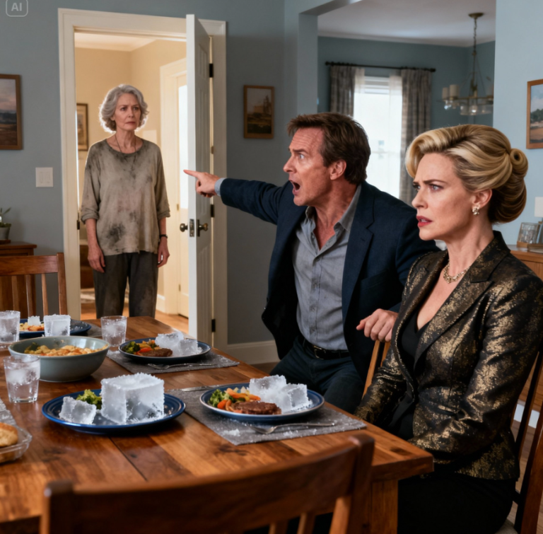 Nigdy nie powiedziałam synowi, że jestem bogatym prezesem, który zarabia miliony miesięcznie. Zawsze zakładał, że żyję z małej emerytury. Kiedy zaprosił mnie na kolację do rodziców swojej narzeczonej, postanowiłam ich wystawić na próbę, udając biedną kobietę, która straciła wszystko. Ale gdy tylko przekroczyłam próg, jej matka uniosła brodę i powiedziała: „Wygląda… tak zwyczajnie! Mam nadzieję, że nie oczekujesz, że pomożemy w kosztach ślubu”. Nic nie powiedziałam. Ale jej ojciec spojrzał na mnie przez sekundę – i nagle wstał ze strachu…