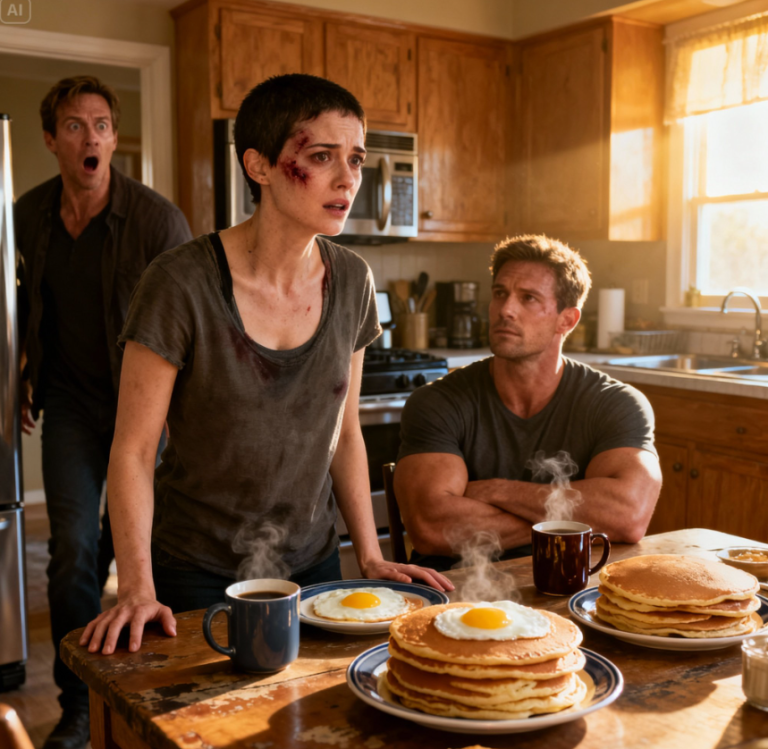 Po tym, jak mąż mnie uderzył, zasnęłam bez słowa. Następnego ranka obudził go zapach naleśników i stół zastawiony jedzeniem. Powiedział: „Dobrze, w końcu rozumiesz”. Ale gdy tylko zobaczył, kto siedzi przy stole, jego twarz natychmiast się zmieniła…