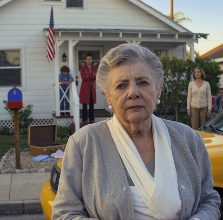 Po niebezpiecznej operacji wróciłam do domu wciąż owinięta w bandaże, gdy moja synowa rzuciła moją walizkę na krawężnik i chłodno powiedziała: „Ten dom nie jest domem opieki, a ja nie jestem niańką”. Stałam tam w szoku, ale zaledwie kilka minut później, gdy mój syn niespodziewanie wrócił wcześniej do domu, jedno jego zdanie zmieniło wszystko.