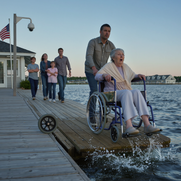 Wepchnęli mój wózek inwalidzki do jeziora i powiedzieli: „Utonęła – teraz my dostaniemy 11 milionów dolarów”. To była prawdziwa historia. Umiem pływać. A kamera…