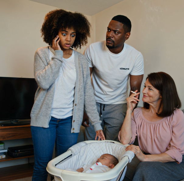 Grzecznie poprosiłam teściową, żeby nie paliła w pokoju, bo spało tam nasze dziecko. Mój mąż krzyknął: „Zamknij się! Śmierdzisz gorzej niż dym!” i uderzył mnie w twarz. Jego matka tylko się uśmiechnęła. Ale piętnaście minut później wydarzyło się coś, czego się nie spodziewał.