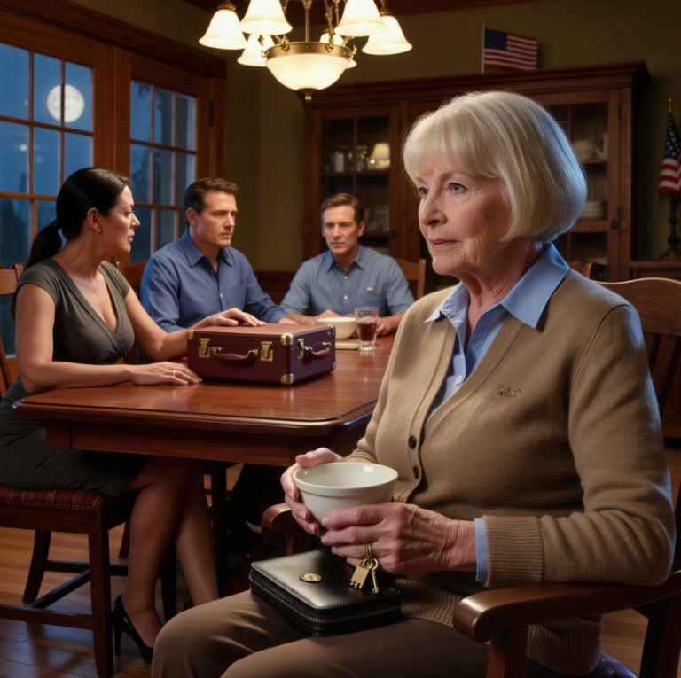 Przy obiedzie moja synowa powiedziała chłodno: „Twojego męża nie ma – spakuj się i wynoś”. Mój syn tylko się uśmiechnął i skinął głową: „Ten dom nigdy tak naprawdę nie był twój”. Wyszłam bez słowa… a następnego ranka poszłam prosto do banku, żeby potwierdzić coś, czego się nie spodziewali.